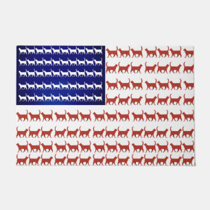 US Cat Flag 4th of July Patriotic American Kitty  Doormat