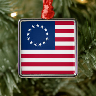 US Circle Flag of Stars, American Flag, Betsy Ross Metal Tree Decoration
