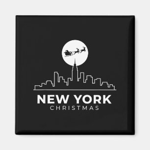 Us Cities New York Christmas Skyline Nyc Holiday S Magnet