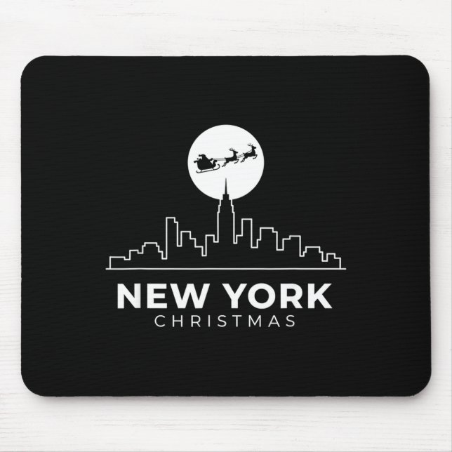 Us Cities New York Christmas Skyline Nyc Holiday S Mouse Pad (Front)