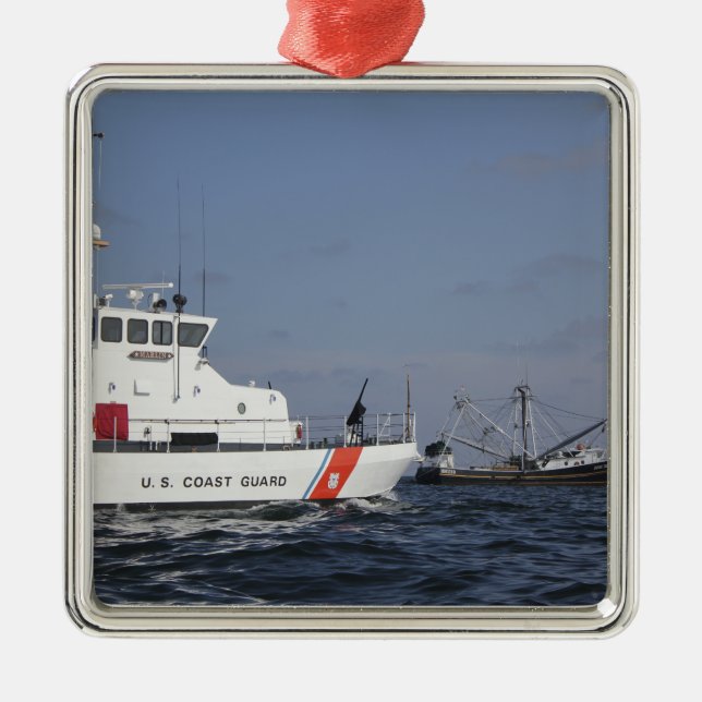 US Coast Guard Cutter Marlin patrols the waters Metal Tree Decoration (Front)