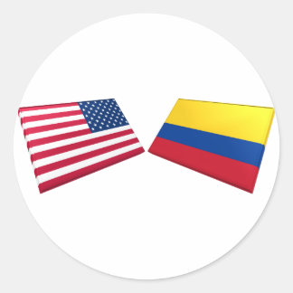 US & Colombia Flags Classic Round Sticker