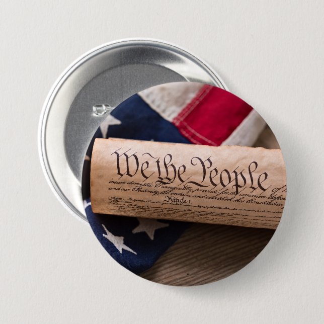 US Constitution 7.5 Cm Round Badge (Front & Back)