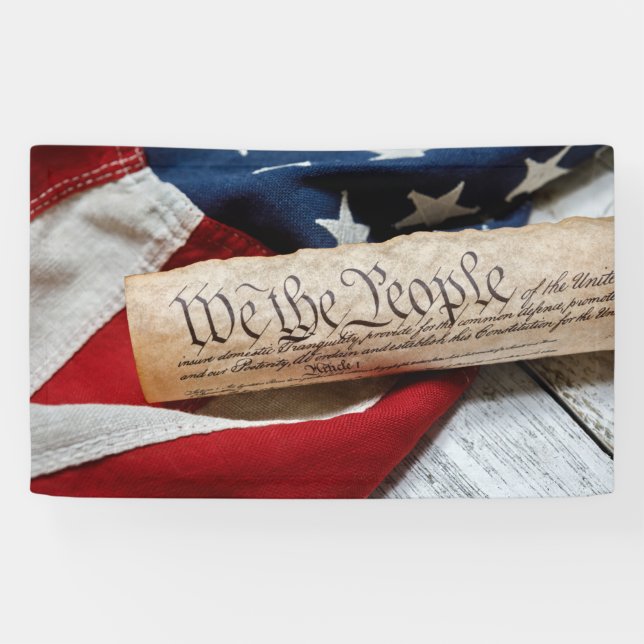 US Constitution and Flag Banner (Horizontal)