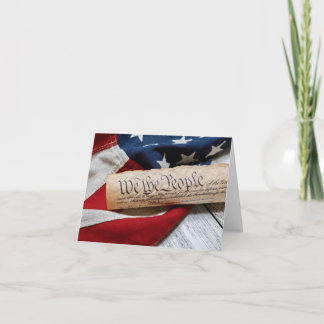 US Constitution and Flag Note Card