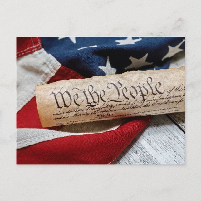 US Constitution and Flag Postcard (Front)
