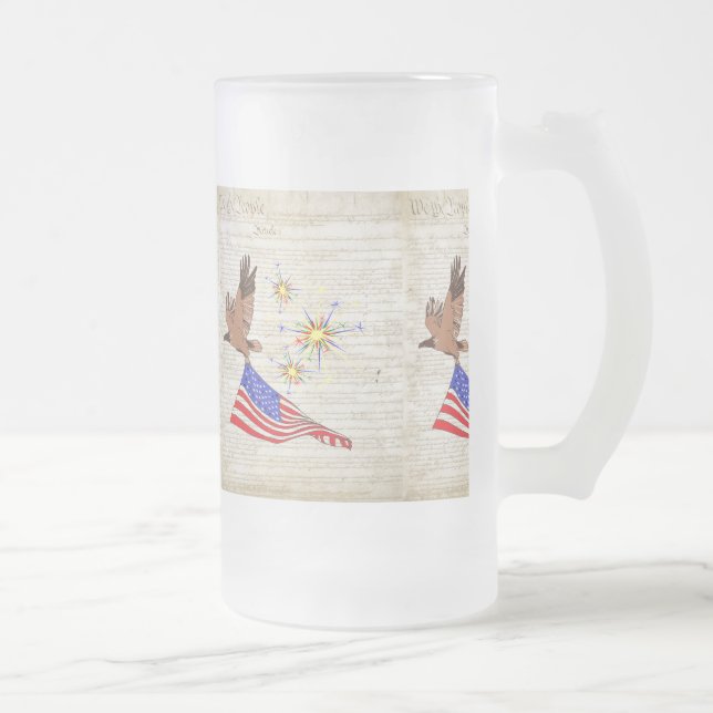 US Constitution Frosted Glass Beer Mug (Right)