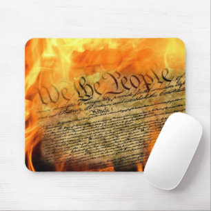 US Constitution in Flames Mouse Pad