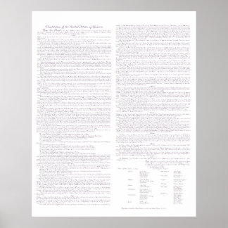 US Constitution Parchment Typescript, Mauve, Poster