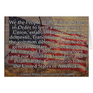 US Constitution Preamble Over Flag Segment
