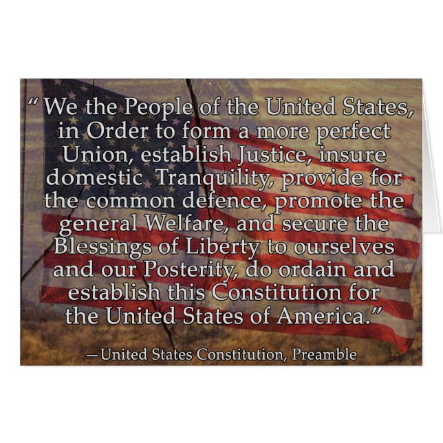 US Constitution Preamble Over Flag Segment (Front Horizontal)