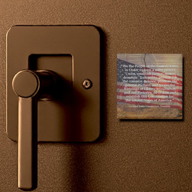 US Constitution Preamble Over Textured Background  Magnet (2" square magnet)