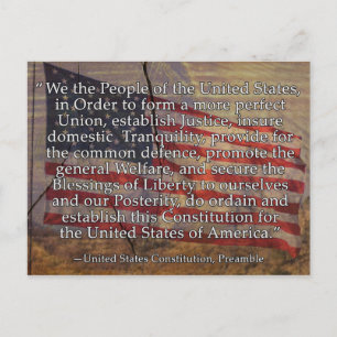 US Constitution Preamble Over Textured Background Postcard