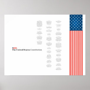 US Constitution Text American Flag USA Poster