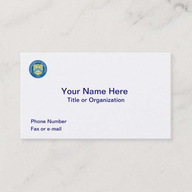 US Department of Treasury Business Card (Front)