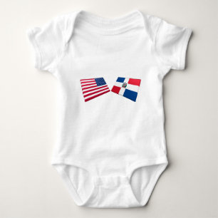 US & Dominican Republic Flags Baby Bodysuit