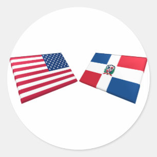 US & Dominican Republic Flags Classic Round Sticker