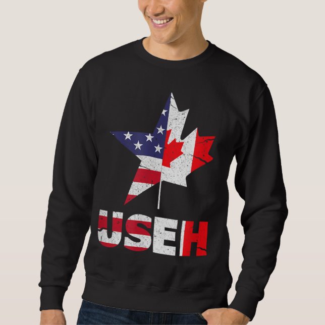US EH Funny Canada American Flag Sweatshirt (Front)