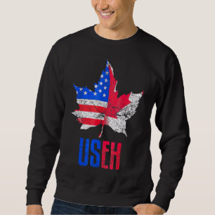 Us Eh Leaf Canadian American Flag Canada Usa Patr Sweatshirt