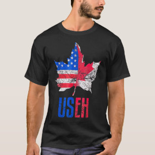 Us Eh Leaf Canadian American Flag Canada Usa Patr T-Shirt