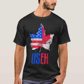 Us Eh Leaf Canadian American Flag Canada Usa Patr T-Shirt