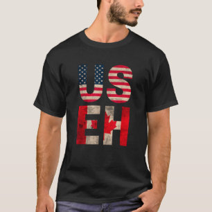 US EH USA CANADA Flag retro vintage men women boys T-Shirt