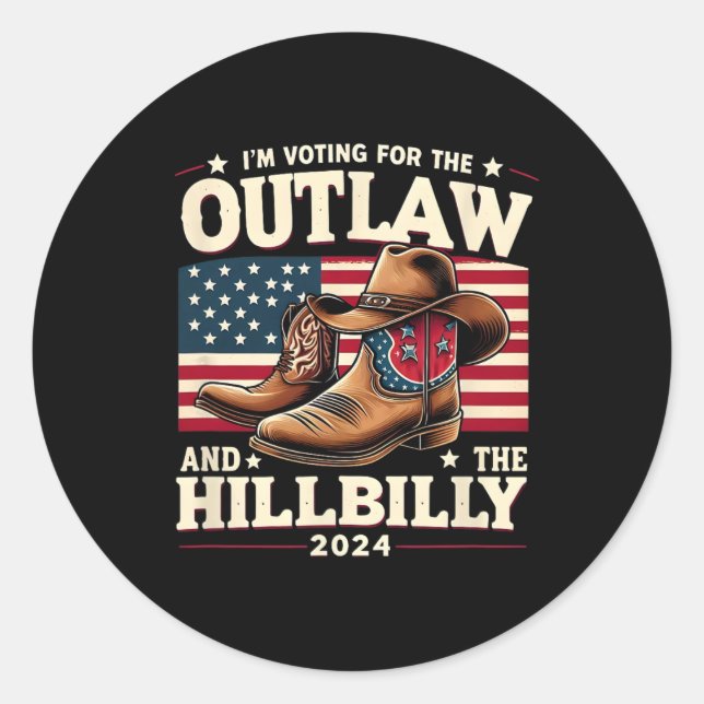 Us Election Day Outlaw Hillbilly 2024 Cowboy Shoes Classic Round Sticker (Front)