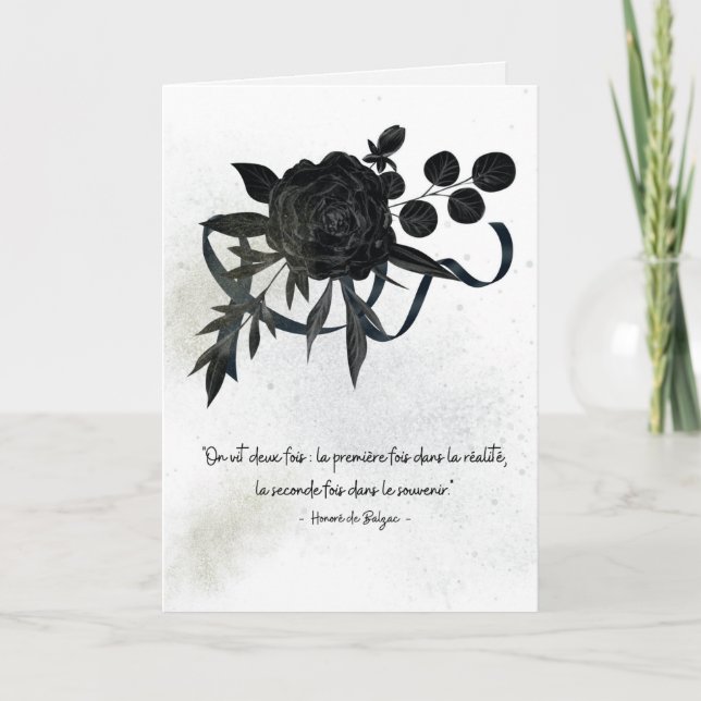 US | Elegant condolence card - Black Rose (Front)