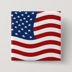 US Flag 15 Cm Square Badge
