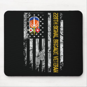 Us Flag 228th Signal Brigade Military Vintage Vete Mouse Pad
