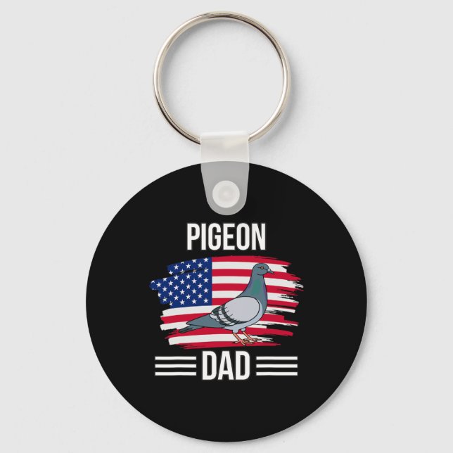 Us Flag 4th Of July Father's Day Pigeon Dad  Key Ring (Front)