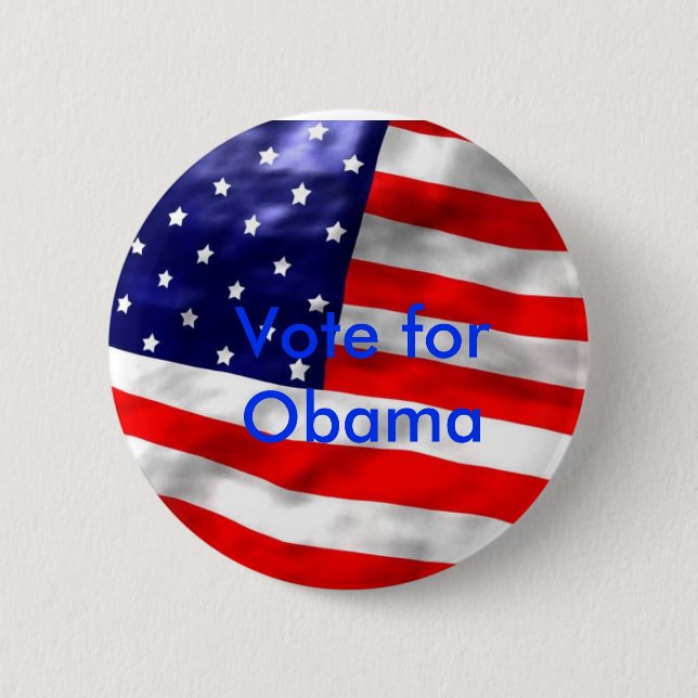 us-flag-640x480, Vote for Obama 6 Cm Round Badge (Front)
