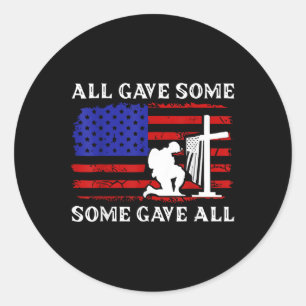 Us Flag All Gave Some Soldier Memorial Day  Classic Round Sticker