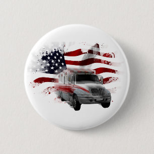US Flag Ambulance phone case EMT Paramedic 6 Cm Round Badge