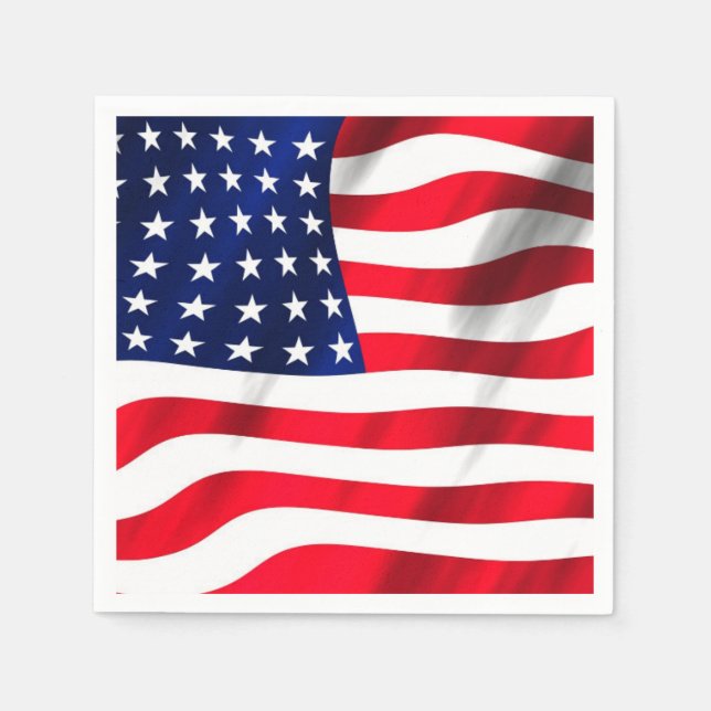 US Flag American Flag Fourth Of July Party Napkin (Front)