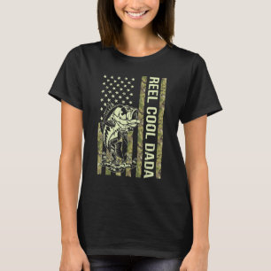 Us Flag American Reel Fishing Cool Father Dada Son T-Shirt