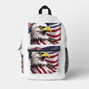 US Flag and Eagle Design Printed Backpack
