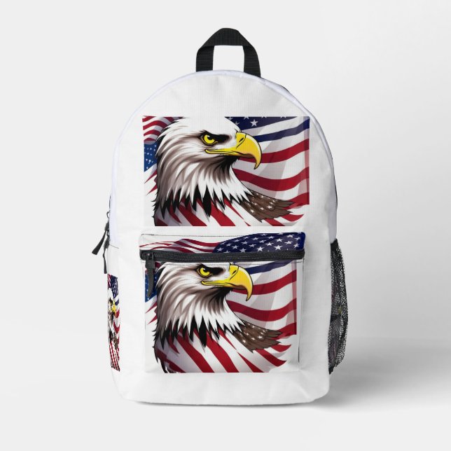 US Flag and Eagle Design Printed Backpack (Front)