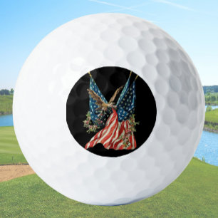 US flag and eagle patriotic red white and blue  Golf Balls
