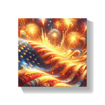 US Flag and Fireworks on The 4th of July