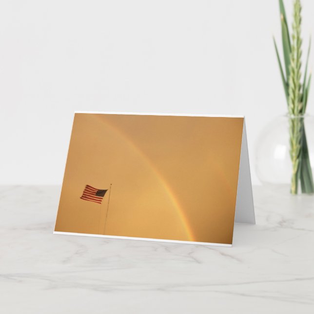 US Flag and Rainbow (card) Card (Front)