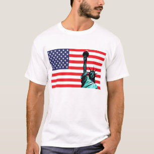 US Flag and Statue of Liberty T-Shirt