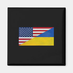 Us Flag And Ukrainian Flag - Partnership And Allia Magnet