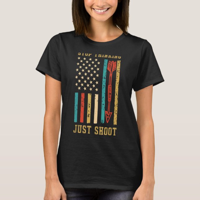 Us Flag Archery Arrow And Bow Archery T-Shirt (Front)