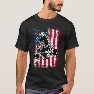 Us Flag Atv Rider Utv July 4Th Racing American Pat T-Shirt