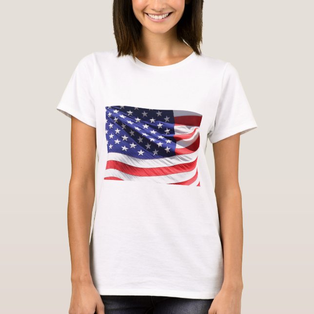 US Flag BAckground T-Shirt (Front)