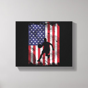 US Flag Basketball Vintage Patriotic Baller Canvas Print