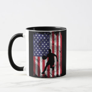 US Flag Basketball Vintage Patriotic Baller Mug