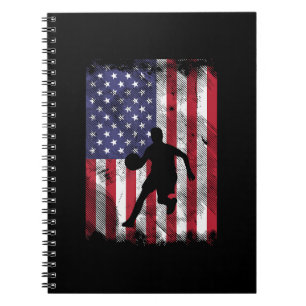 US Flag Basketball Vintage Patriotic Baller Notebook