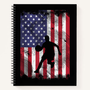 US Flag Basketball Vintage Patriotic Baller Notebook